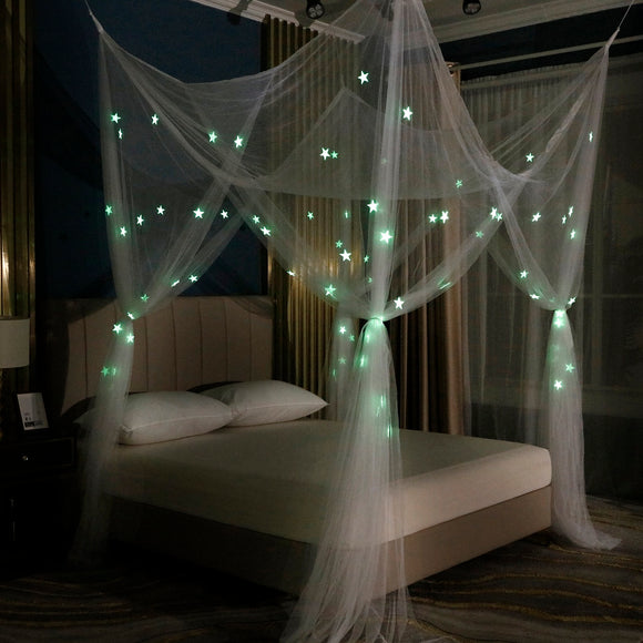 OctoRose Glow in The Dark 4 Post Star Bed Canopy Mosquito Net Fits Full, Queen, King and Calking.76