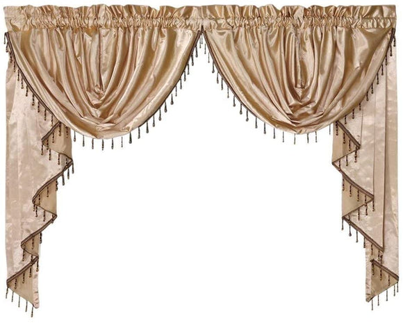 OctoRose  Royalty Custom Waterfall Window Valance and Swags & Tails  132x47