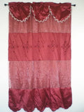 OctoRose A Pair of Bamboo Nod and Organza Sheer Embroidery Window Curtain / Panel / Drape with Valance and Sheer Lining 55x84 inch