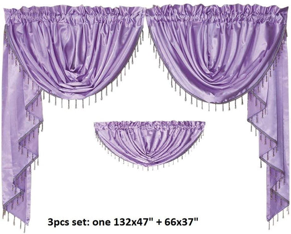 OctoRose  3 pcs Royalty Custom Waterfall Window Valance and Swags & Tails Fit Max Wide 120