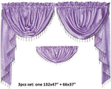 OctoRose  3 pcs Royalty Custom Waterfall Window Valance and Swags & Tails Fit Max Wide 120" Window