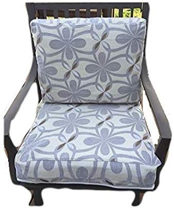 OctoRose Chenille Grey and Solid Micro Suede Reversible 3 Side Zipper Patio Chair Back and Seat Cushion Cover 20x25" 24x25"