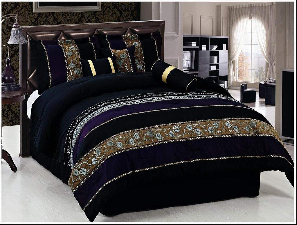 OctoRose Queen Size 7 Pieces Linen and Jacquard Comforter Set