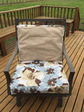 OctoRose Canvas Blue Mix and Solid Micro Suede Reversible 3 Side Zipper Patio Chair Back or Chair Seat Cushion Cover  20x25" or 24x25"