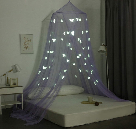 OctoRose Glow in The Dark Butterfly or Star Bed Canopy Mosquito Net Fits Crib,Twin, Full, Queen, King and Calking. 23