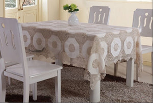OctoRose 100% Cotton Crocheted Lace Tablecloth Gorgeous Wedding / Party Tablecloth Vintage Dining Kitchen 70x90", 70x108", 70x120", 70x144"