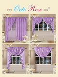 OctoRose  3 pcs Royalty Custom Waterfall Window Valance and Swags & Tails Fit Max Wide 120" Window