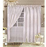 OctoRose Royalty Organza Window Curtain Panel, Window Curtain Set (118x84")