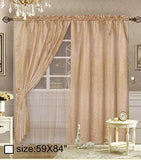 OctoRose Royalty Organza Window Curtain Panel, Window Curtain Set (118x84")