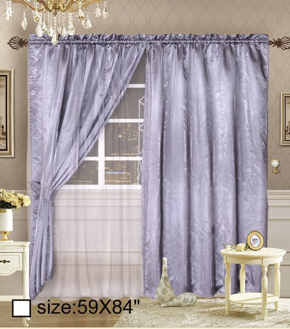 OctoRose Royalty Organza Window Curtain Panel, Window Curtain Set (118x84