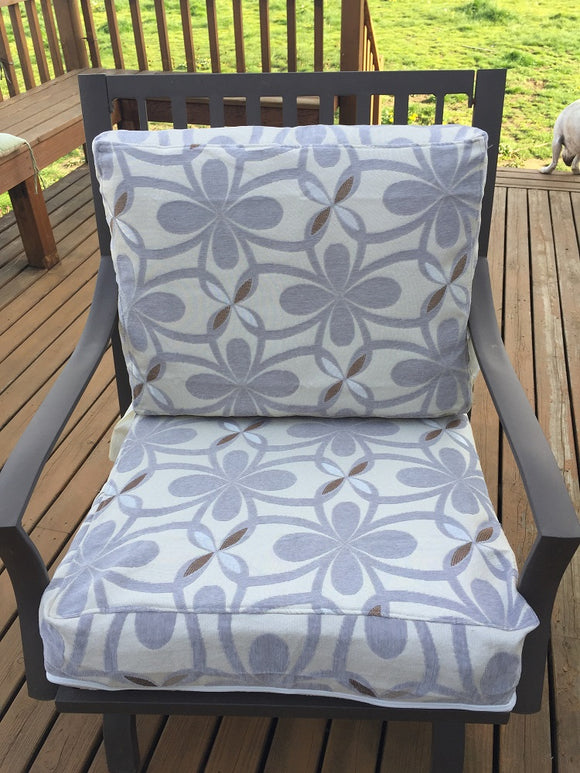 OctoRose Chenille Grey Mix and Solid Micro Suede Reversible 3 Side Zipper Patio Chair Back or Chair Seat Cushion Cover  20x25