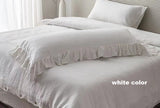 French Flex Linen Ruffled Pillow Case Shames White or Nature Standard, Queen , King Sizes or Body Pillow Shams