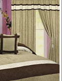 OctoRose Pair of Micro Suede Window Curtain/Drapes/Panels with Sheer Linen Valance and Tieback
