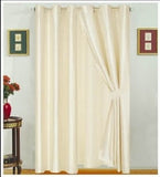 OctoRose Modern Beige Faux Silk Satin Windows Curtains/Drapes/Panels Set 120x63(wxh)