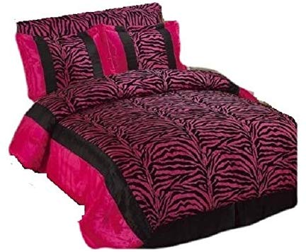 OctoRose Queen Size Micro Fiber Short Fur Velvet Alike Zebra Pattern Super Soft Comforter Set