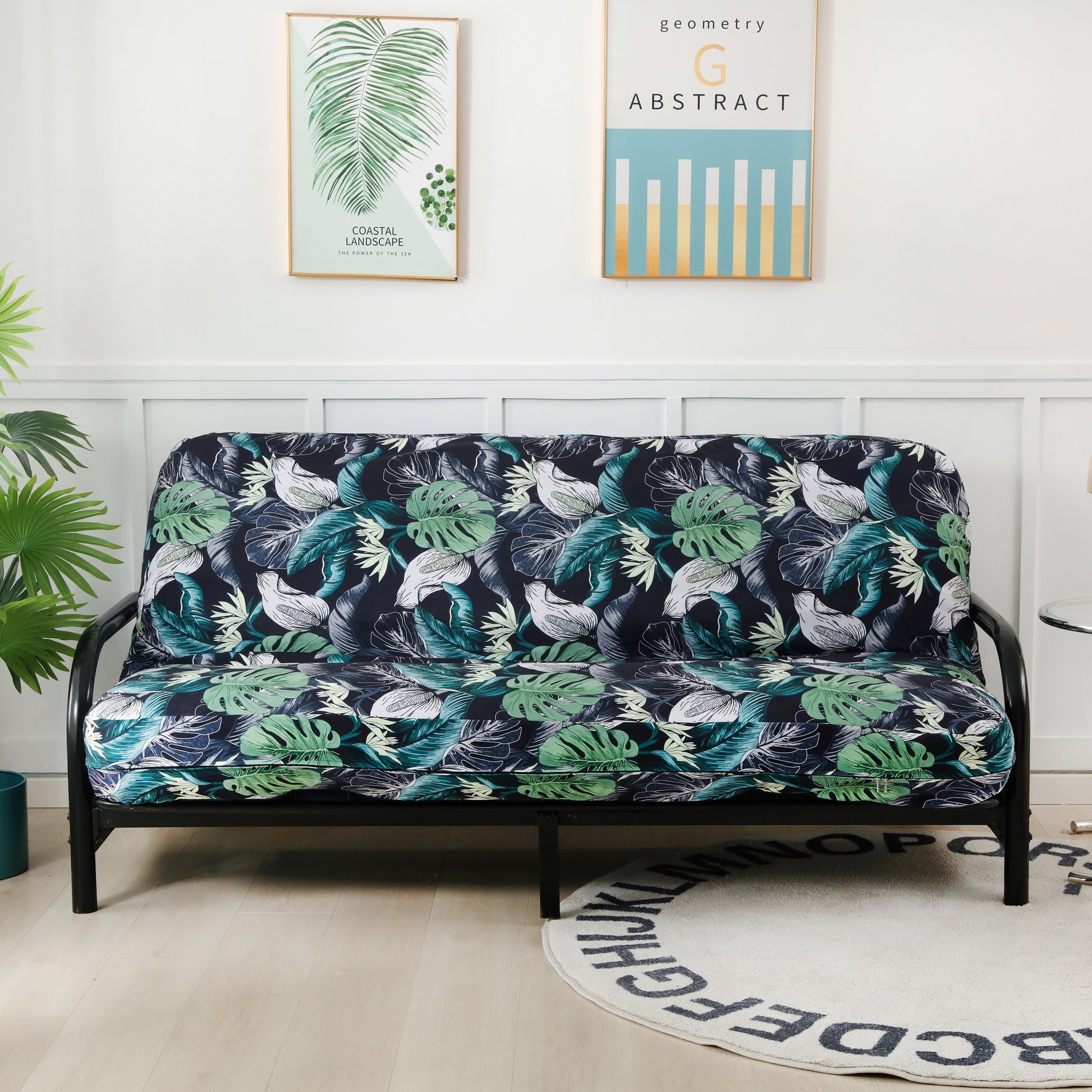 OctoRose Heavy Duty Full Size 3 Side Zipper Upholstery Super Soft Velvet 3D Printing  Futon Cover  Sofa Bed Mattress Protector