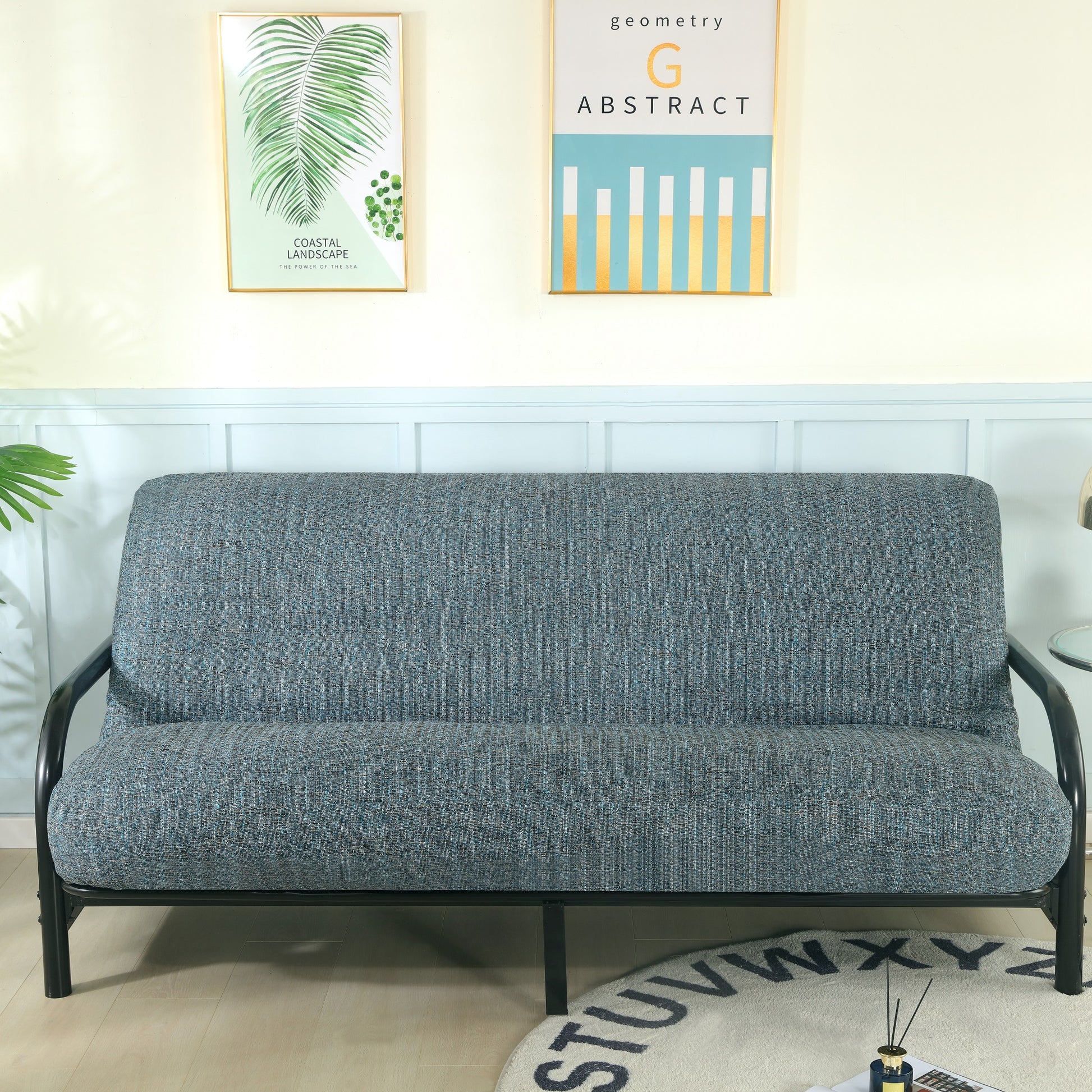OctoRose Heavy Duty Full Size 3 Side Zipper Upholstery Thick Linen Futon Cover Sofa Bed Mattress Protector