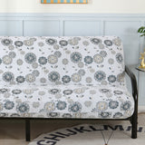 OctoRose Heavy Duty Full Size 3 Side Zipper Upholstery Chenille Ivory / Blue Futon Cover Sofa Bed Mattress Slipcover