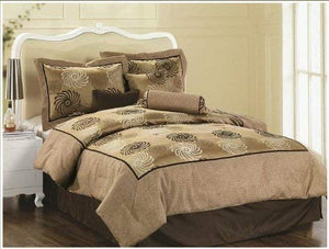 OctoRose Queen Size 7 Pieces Linen and Jacquard Comforter Set