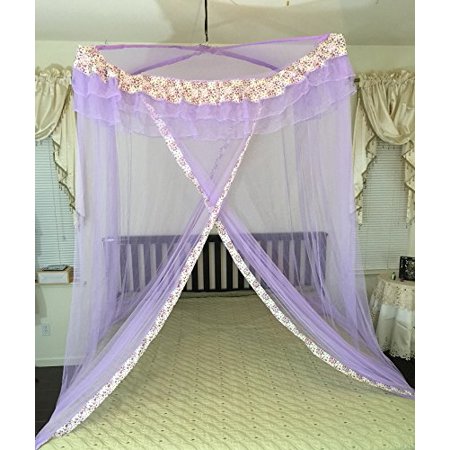 OctoRose Poles Cross Top Hanging Bed Canopy Play Tent Functional Mosquito Insect Netting fit Twin, Full, Queen, King and Cal King Bed