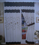 OctoRoseA Pair of Brushed Microfiber with Embroidery Window Curtains/Drapes / Panels with Sheer Lining Valance and Tieback Set 120x84 (Wxh)