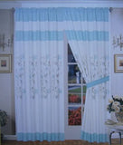 OctoRoseA Pair of Brushed Microfiber with Embroidery Window Curtains/Drapes / Panels with Sheer Lining Valance and Tieback Set 120x84 (Wxh)