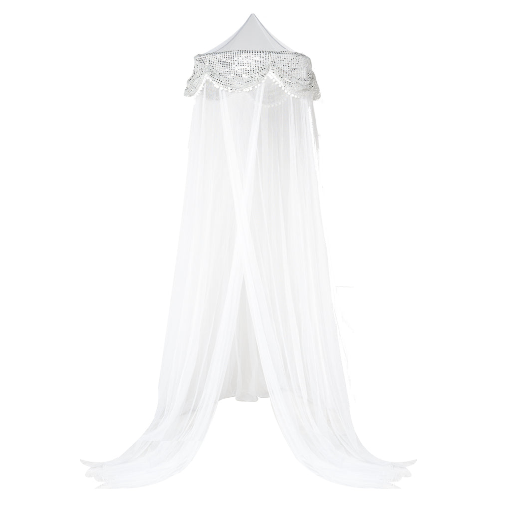OctoRose Large Hoop Sequins Valance Bed Canopy Mosquito Net Elegant  Screen Netting fit Crib Twin, Full, Queen, King or Cal king size Bed
