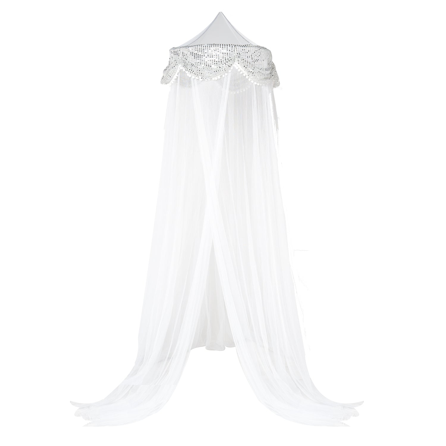 OctoRose Large Hoop Sequins Valance Bed Canopy Mosquito Net Elegant  Screen Netting fit Crib Twin, Full, Queen, King or Cal king size Bed