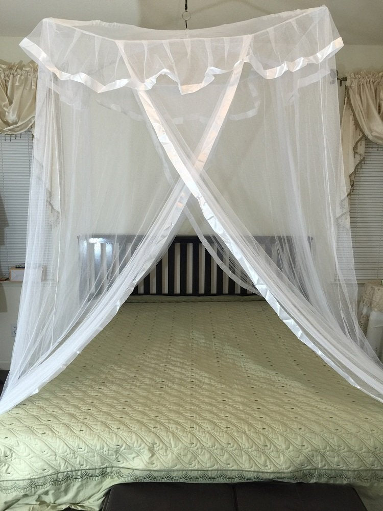 OctoRose Poles Cross Top Hanging Bed Canopy Play Tent Functional Mosquito Insect Netting fit Twin, Full, Queen, King and Cal King Bed.
