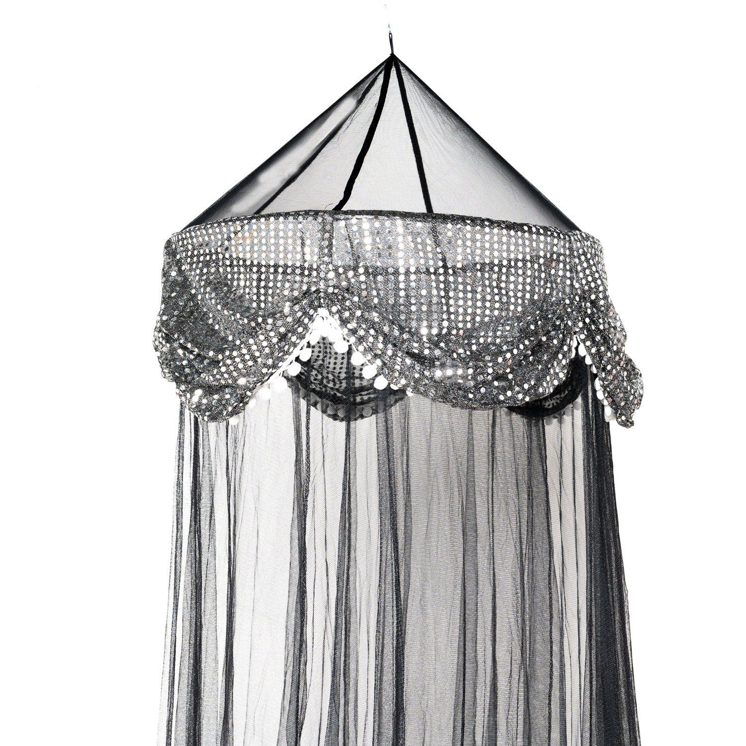 OctoRose Large Hoop Sequins Valance Bed Canopy Mosquito Net Elegant  Screen Netting fit Crib Twin, Full, Queen, King or Cal king size Bed