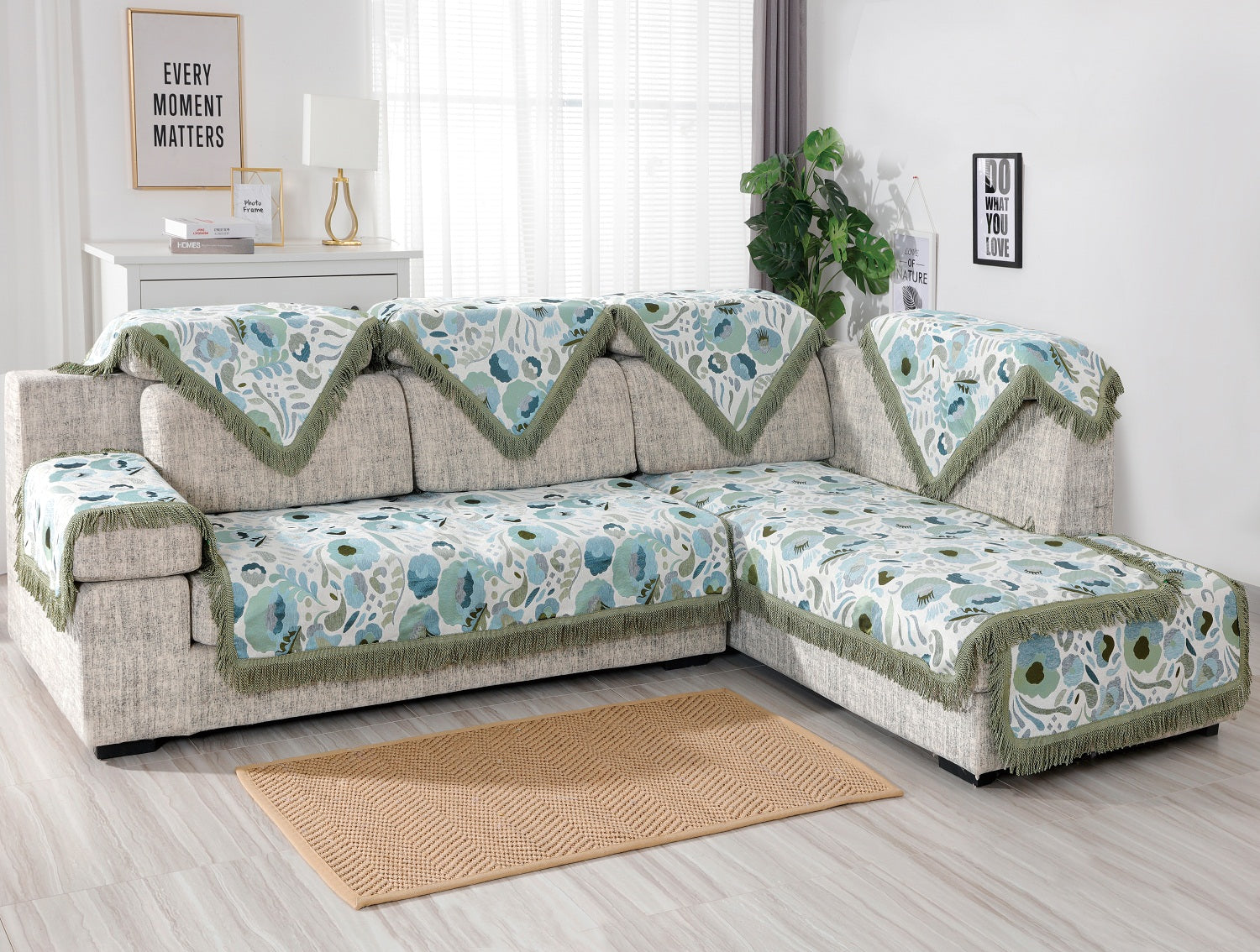 OctoRose Heavy Duty Upholstery Chenille Green Sofa couch Sofa Sleeper Cover with Anti-slip backing and buckle (TM) tight