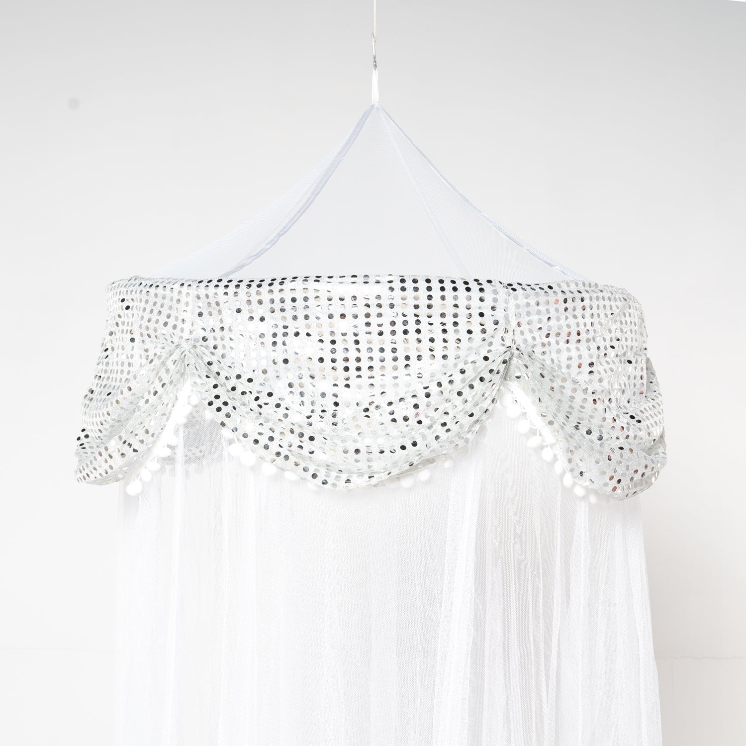 OctoRose Large Hoop Sequins Valance Bed Canopy Mosquito Net Elegant  Screen Netting fit Crib Twin, Full, Queen, King or Cal king size Bed