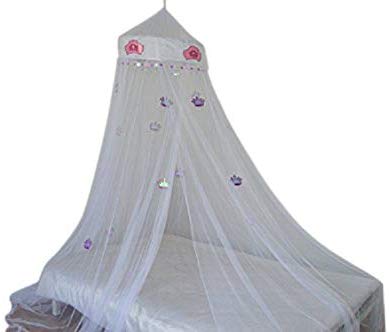 OctoRose Princess Crown Bed Canopy, Mosquito net for Crib, Twin, Full, Queen or King Size Pink White