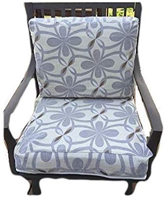 OctoRose Chenille Grey and Solid Micro Suede Reversible 3 Side Zipper Patio Chair Back and Seat Cushion Cover  20x25