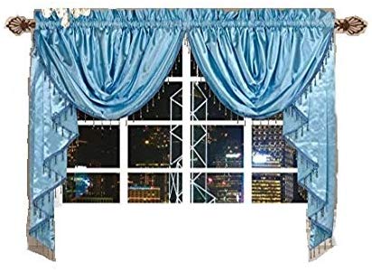OctoRose  3 pcs Royalty Custom Waterfall Window Valance and Swags & Tails Fit Max Wide 120" Window