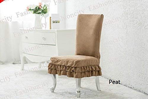 OctoRose Set of 2 Micro Suede Shortly Skirt Ruffle Dining Chair Covers
