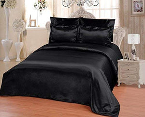 OctoRose 6 PCS TWIN Size Duvet Cover Set, Supreme Quality Sexy Silky Satin,1 Large Size Double Heads Zipper Duvet Cover,1 Fitted Sheet, 2 Pillow case,2 Pillow Shams