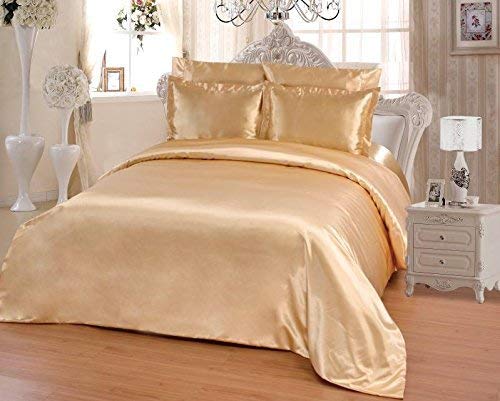 OctoRose 6 PCS TWIN Size Duvet Cover Set, Supreme Quality Sexy Silky Satin,1 Large Size Double Heads Zipper Duvet Cover,1 Fitted Sheet, 2 Pillow case,2 Pillow Shams