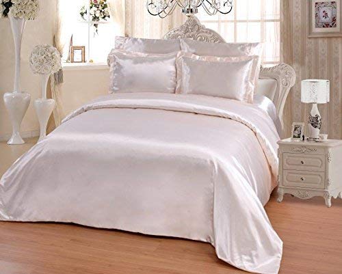 OctoRose 6 PCS TWIN Size Duvet Cover Set, Supreme Quality Sexy Silky Satin,1 Large Size Double Heads Zipper Duvet Cover,1 Fitted Sheet, 2 Pillow case,2 Pillow Shams