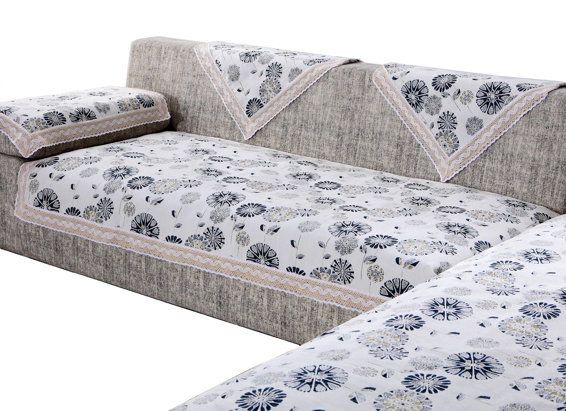 OctoRose Heavy Duty Upholstery Chenille Beige  Sofa couch Sofa Sleeper Cover with Anti-slip backing and buckle (TM) tight