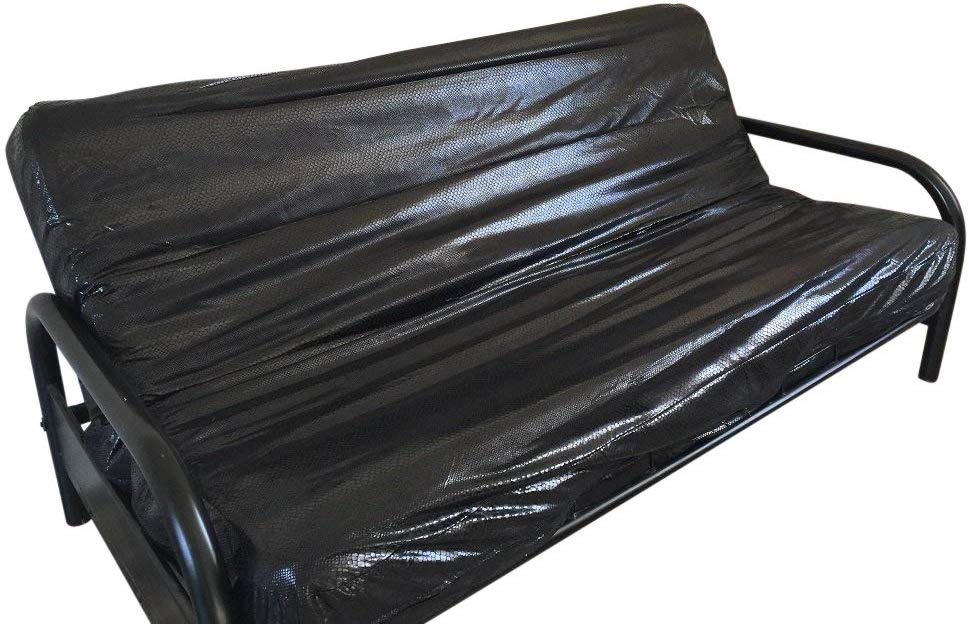 OctoRose Leather Look Black or Brown with Bonded Micro Suede Reversible 3 Side Zipper Futon Cover Twin or Full, Futon Chair Loveseat Ottoman Slipcover
