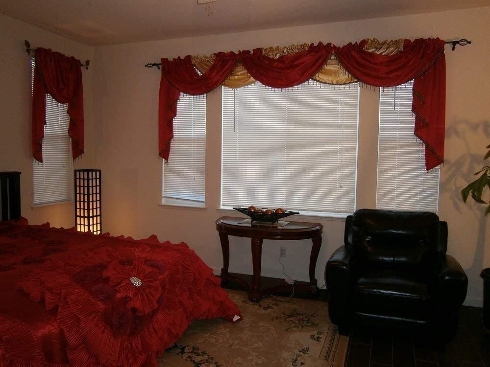 OctoRose  3 pcs Royalty Custom Waterfall Window Valance and Swags & Tails Fit Max Wide 120" Window