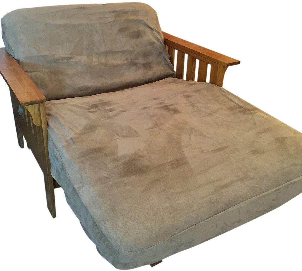 OctoRose Twin Size Bonded Micro Suede  Elastic Around on Backing Easy Fit Fitted Futon Cover 39x75+8"  Sofa Bed Mattress Slipcover, Futon Protector