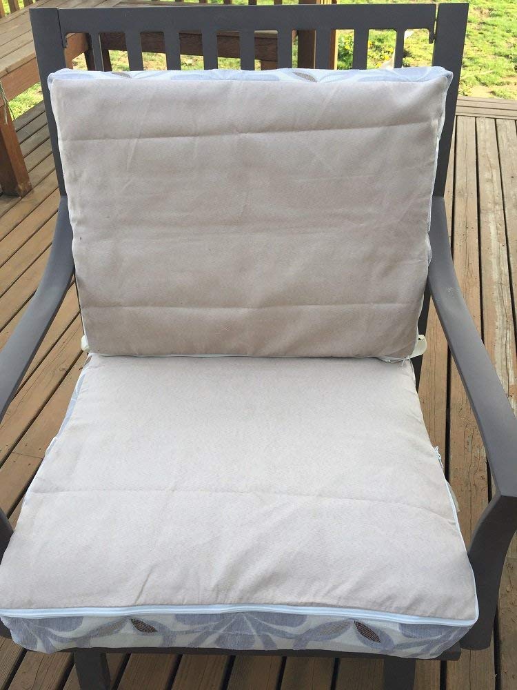 OctoRose Chenille Grey and Solid Micro Suede Reversible 3 Side Zipper Patio Chair Back and Seat Cushion Cover  20x25" 24x25"