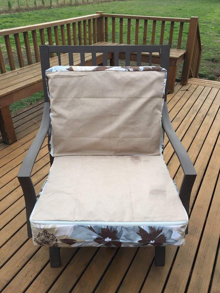 OctoRose Canvas Blue Mix and Solid Micro Suede Reversible 3 Side Zipper Patio Chair Back or Chair Seat Cushion Cover  20x25" or 24x25"