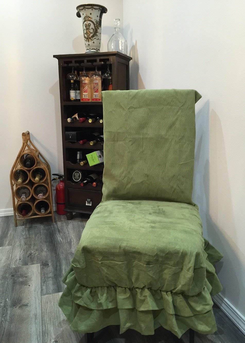 OctoRose Set of 2 Micro Suede Shortly Skirt Ruffle Dining Chair Covers