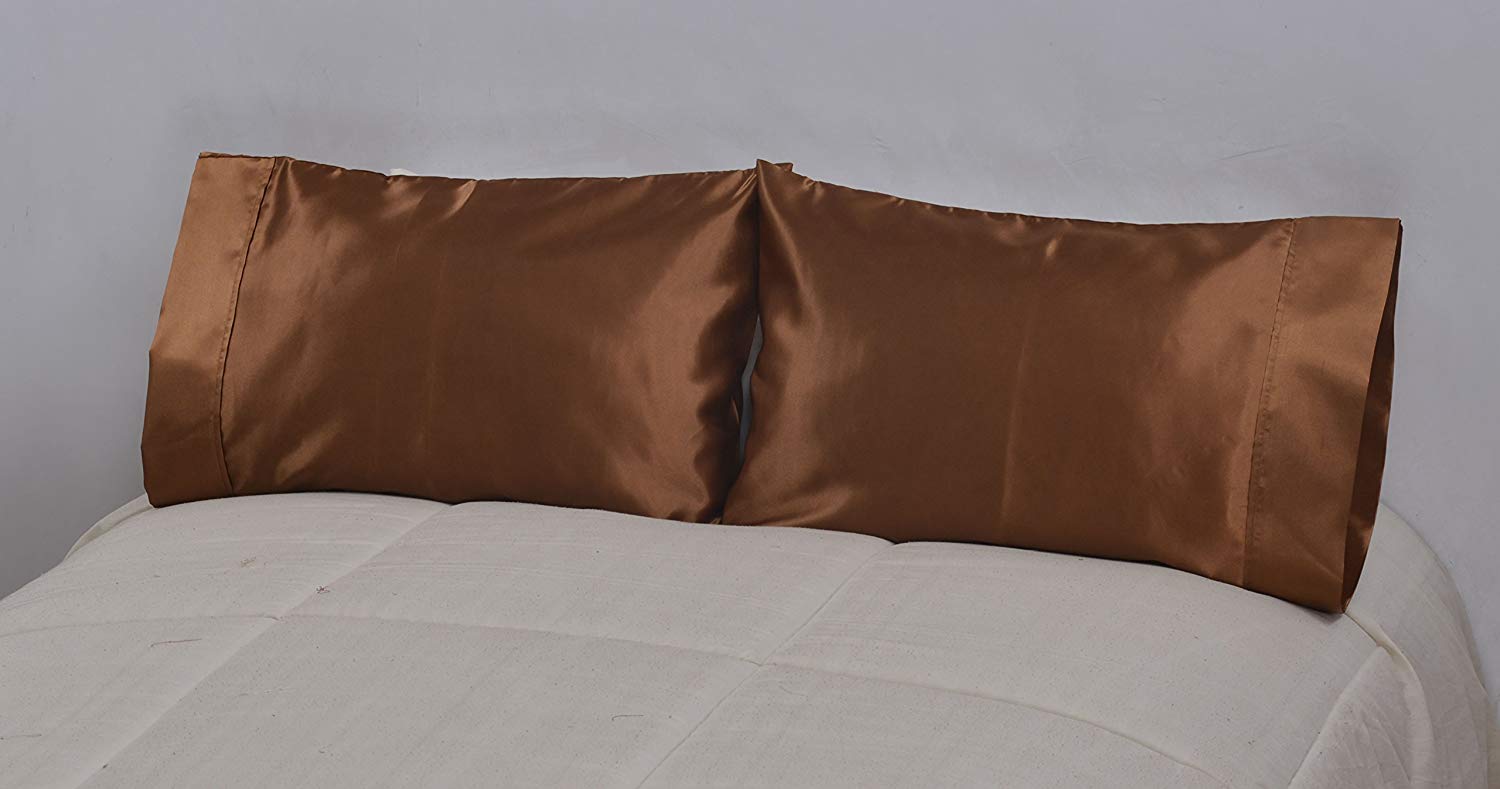 OctoRose Royalty Queen Size Set of 2 Super Strong and Durable Pillow Case/Protector/Cover Silky Satin Less Wrinkle Smooth Feeling
