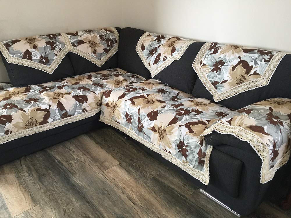 OctoRose Heavy Duty Upholstery Canvas Blue Mix Color Sofa couch Sofa Sleeper Cover with Anti-slip backing and buckle (TM) tight