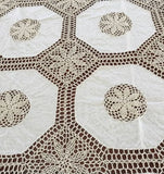 OctoRose 100% Cotton Hand Crochet Lace Double Layer Bedspread Quilted Blanket Gorgeous Oversize Wedding Duvet Bedding Set