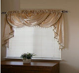 OctoRose  3 pcs Royalty Custom Waterfall Window Valance and Swags & Tails Fit Max Wide 120" Window